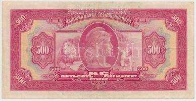 Csehszlovákia 1929. 500K "SPECIMEN" perforációval T:III ragasztónyom 
Czechoslovakia 1929...