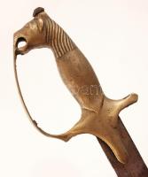 Indiai díszkard oroszlánfejes markolattal, vászonborítású hüvellyel, a penge rozsdás, egyébként jó á...