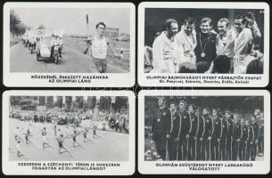 1973 Az 1972. évi nyári olimpiai játékokkal kapcsolatos kártyanaptárak: az olimpiai láng magyarországon, illetve az éremszerző csapatok csoportképei, összesen 14 db, kettő kivételével mind különböző (Sportpropaganda Vállalat)