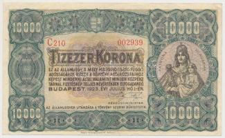 1923. 10.000K "Magyar Pénzjegynyomda Rt." T:III szép papír Hungary 1923. 10.000 Korona "Magyar Pénzjegynyomda Rt." C:F nice paper Adamo K42/1