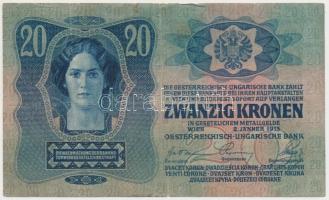 1913. 20K I. kiadás csehszlovák bélyeggel T:III