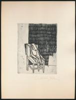 Csohány Kálmán (1925-1980): Szék. Rézkarc, papír, jelzett, 13×10 cm