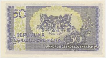 Csehszlovákia 1945. 50K 3 lyukkal perforált specimen, nyomdai papírránccal T:I-
Czechoslovakia 1945...