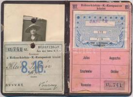 1917 Bérletjegy, Budapesti Villamos Városi Vasut R.T. 12x8cm