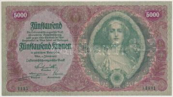 Ausztria / Osztrák-Magyar Bank 1922. 5000K T:III Austria / Österreichisch-Ungarische Bank 1922. 5000 Kronen C:F