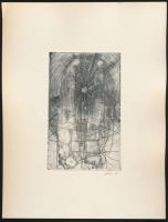 Gacs Gábor (1930- ): Napsütésben. Rézkarc, papír,  14×8,5 cm