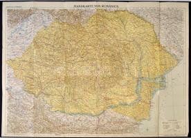 cca 1930 Handkarte von Rumänien, 1:1000000, Bécs, Kartographische Anstalt G. Freytag & Berndt A. G., apró szakadásokkal, 71×84 cm