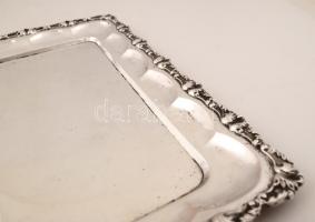 Ezüst (Ag.) tálca, díszes peremmel, jelzett, mesterjeggyel (F.F.), nettó:1580 g,  37×42 cm