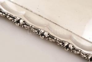 Ezüst (Ag.) tálca, díszes peremmel, jelzett, mesterjeggyel (F.F.), nettó:1580 g,  37×42 cm