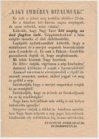 1956 "Nagy Imrében bizalmunk!" Egyetemi Forradalmi Diákbizottság röplap, kis szakadásokkal, 21x15cm