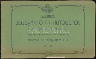 cca 1905 Jéggyártó és hűtőgépek, dr. Wágner és társai, Bp., IX. Tinódy-utcza 3. pp.:16, 14x23 cm