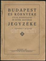 1927 Budapest és környéke utcái, középületei és egyéb adatainak jegyzéke, pp.:111, 15x12cm