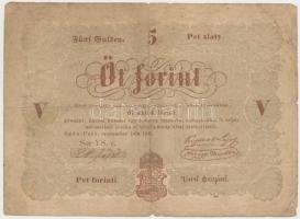 1848. 5Ft Kossuth bankó barna T:III,III-