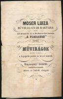 1859 Moser Luiza művirág-gyár raktára, nyomtatvány magyar és német nyelven, 22x28cm