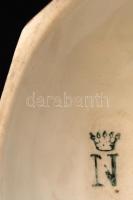 Porcelán gyertyatartó, kézzel festett, jelzett, apró kopásnyomokkal, m: 16,5 cm