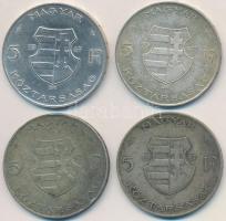 1947. 5Ft Ag "Kossuth" (4x) T:2-,3 patina