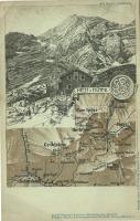 Johnsbach, Hess Hütte / rest house, map, G.Freytag's Touristen-Wanderkarten Blatt VI. litho s: L.E. Petrovits (EB)