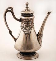 Ezüst (Ag.) szecessziós kis kiöntő, horpadással, jelzett, sérült,  mesterjeggyel, m:16 cm,  nettó:22...