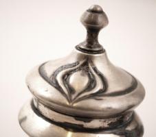 Ezüst (Ag.) szecessziós kis kiöntő, horpadással, jelzett, sérült,  mesterjeggyel, m:16 cm,  nettó:22...