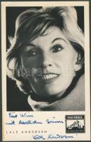 Lale Andersen német énekesnő és filmszínésznő aláírása fényképén
