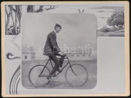 1903 nemes Vojnich András biciklin fotó / Man on bike 9x12 cm
