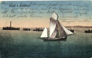 Balaton; Badacsony, hajók - 2 db régi képeslap / 2 old postcards