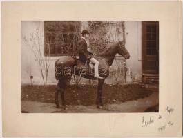 1900, 1925 2 db nevesített ló és lovasa fotó  19x26 cm