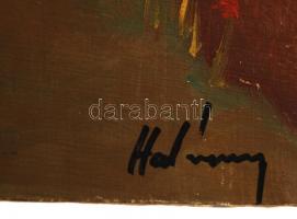 Olvashatatlan jelzéssel: Sárkányeregető. Olaj, farost, 30×40 cm