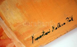 Monostori jelzéssel: Korzó. Olaj, falemez, 54×43 cm