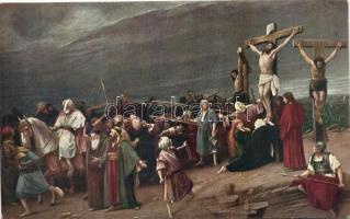 2 db RÉGI vallásos motívumlap; Munkácsy festményei / 2 old religious postcard; Munkácsy's paint...