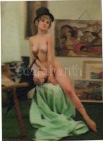 Erotic nude, dimensional postcard - 3 postcards