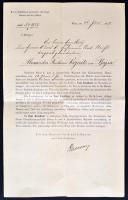 1917 Báró Vojnich Sándor főrendiházi tagnak szóló udvarmesteri levél melyben értestíik, hogy a titkos tanácsosi címhez az eskűt le kell tennie, Roszner Ervin a király személye körüli miniszer aláírásával