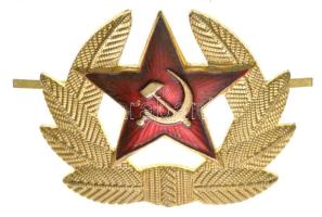 Szovjetunió DN "Vörös Csillag Koszorúban" zománcozott fém katonai sapkajelvény T:2 Soviet Union ND "Red Star in Wreath" enamelled metal cap badge C:XF