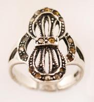 Ezüst(Ag) gyűrű hiányos markazit dfíszítéssel, jelzett, méret: 53, br: 4,2 g