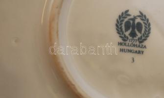 Hollóházi Jurcsák László által tervezett hamuzó, matricás, jelzett, hibátlan, d:14 cm