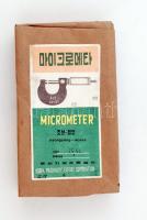 Észak-koreai mikrométer fa dobozban. Bontatlan (!)/ North Korean micrometer in wooden box, brand new