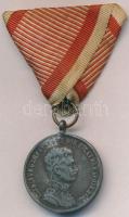 1917. "Károly Ezüst Vitézségi Érem II. osztálya" hadifém kitüntetés mellszalaggal T:2-,3  Hungary 1917. "Silver Medal for Bravery 2nd class" war metal decoration with ribbon C:VF,F