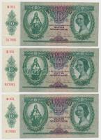 1936. 10P (3x) sorszámkövetők, nyomdai papírráncokkal T:I-