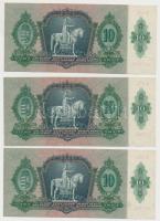 1936. 10P (3x) sorszámkövetők, nyomdai papírráncokkal T:I-