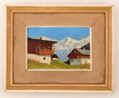 Nádler jelzéssel: Alpesi táj, olaj, farost, fa keretben, 21,5×32 cm