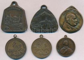 6db külföldi érem és jelvény tétel, benne "XXIII. János pápa", "Tátra", "Betléri Andrássy-kastély", "Szent György" medálok T:vegyes 6pcs of medals and medallions, between them "Pope John XXIII", "Vysoké Tatry", "Kastel Betliar", "Saint George" medals C:mixed