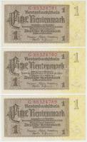 Német 3. Birodalom 1937. 1M (3x) sorszámkövetők T:I,I- German Third Reich 1937. 1 Mark (3x) sequential serials C:UNC,AU