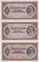 1945. 100P (3x) sorszámkövetők, "BÜNTETÉS" szóban "N" felett lemezhiba T:II szép papír