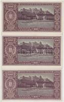 1945. 100P (3x) sorszámkövetők, "BÜNTETÉS" szóban "N" felett lemezhiba T:II szép...