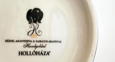Hollóházi Szász Endre által tervezett porcelán váza, matricás, hibátlan, jelzett, eredeti dobozában,...