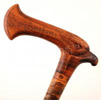 Madárfejes habos jávorfa sétabot "Starý Smokovec" (Ótátrafüred) felirattal, h: 79 cm