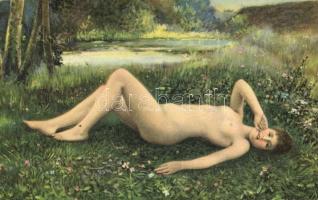 Floreal / Erotic nude art postcard s: Raphael Collin