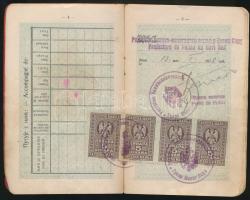 1928 Útlevél, Szerb-Horváth-Szlovén Királyság, pp.:24, okmánybélyegekkel, elvált lapokkal, 15x10