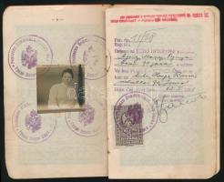 1928 Útlevél, Szerb-Horváth-Szlovén Királyság, pp.:24, okmánybélyegekkel, elvált lapokkal, 15x10