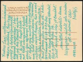 Varga Mátyás (1910-2002)Szeged, városháza. Linómetszet, jelzett,  művész dedikációjával és aláírásáv...